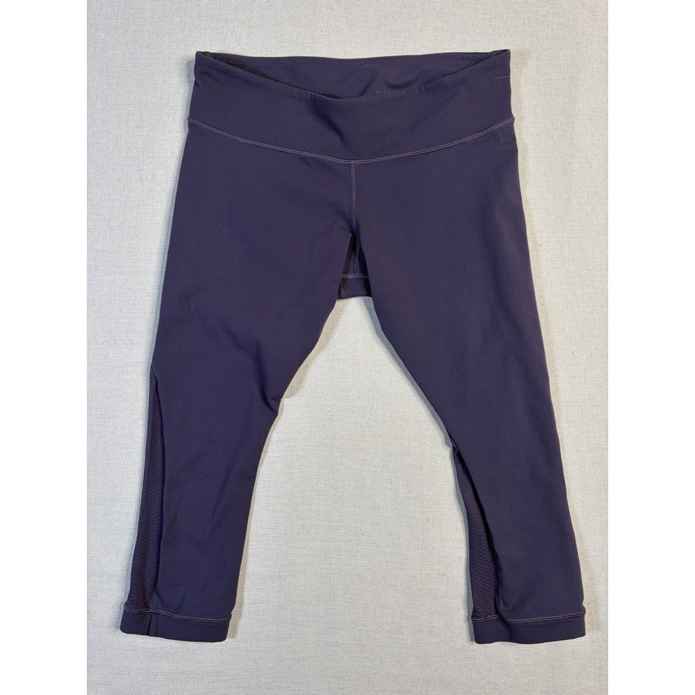 Lululemon‎ Run Inspire Crop II Purple Mesh Athletic Leggings Womens Size 10